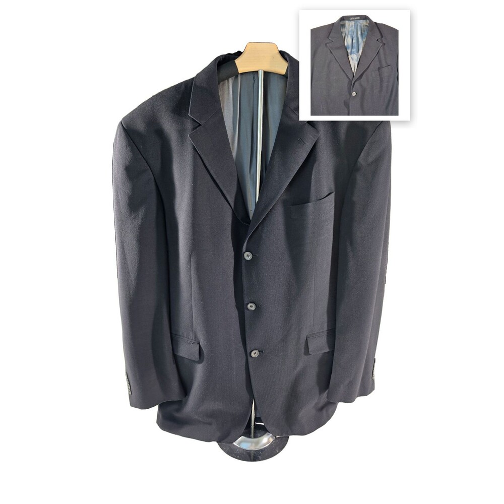 Oscar de la Renta Mens Jacket Blazer Black Sport Coat Size 4 Long Wool Blend